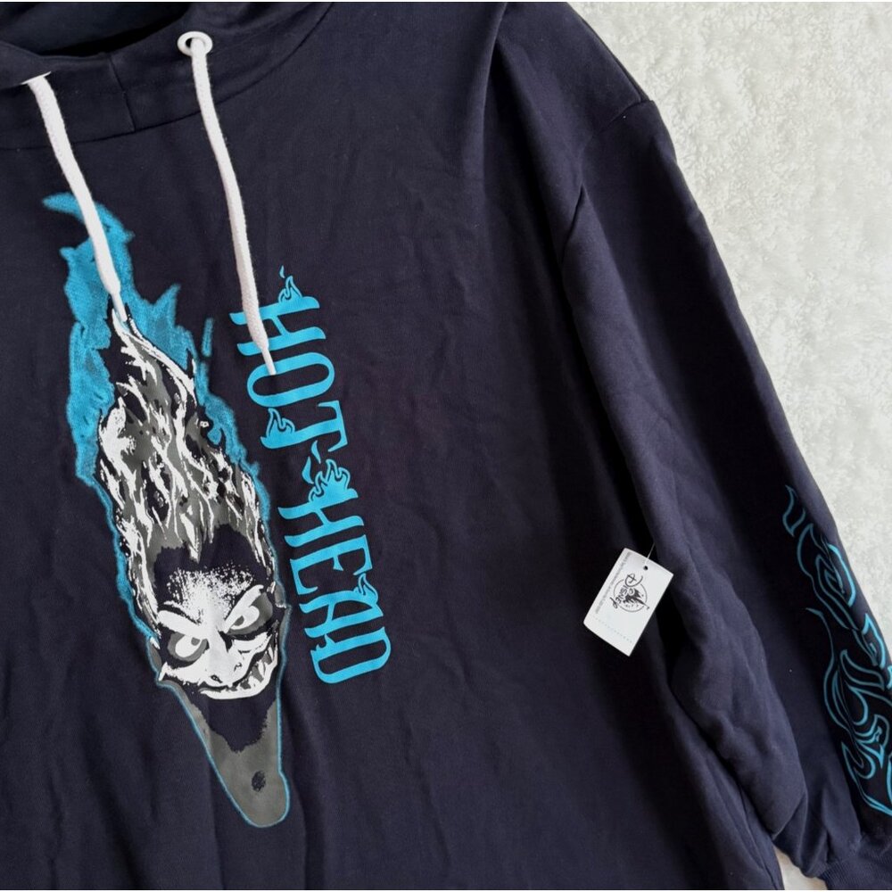 NEW NWT Disney Hoodie Adult Large L Blue Hercules‎ Hades Hot Head Pullover Parks - Picture 3 of 6